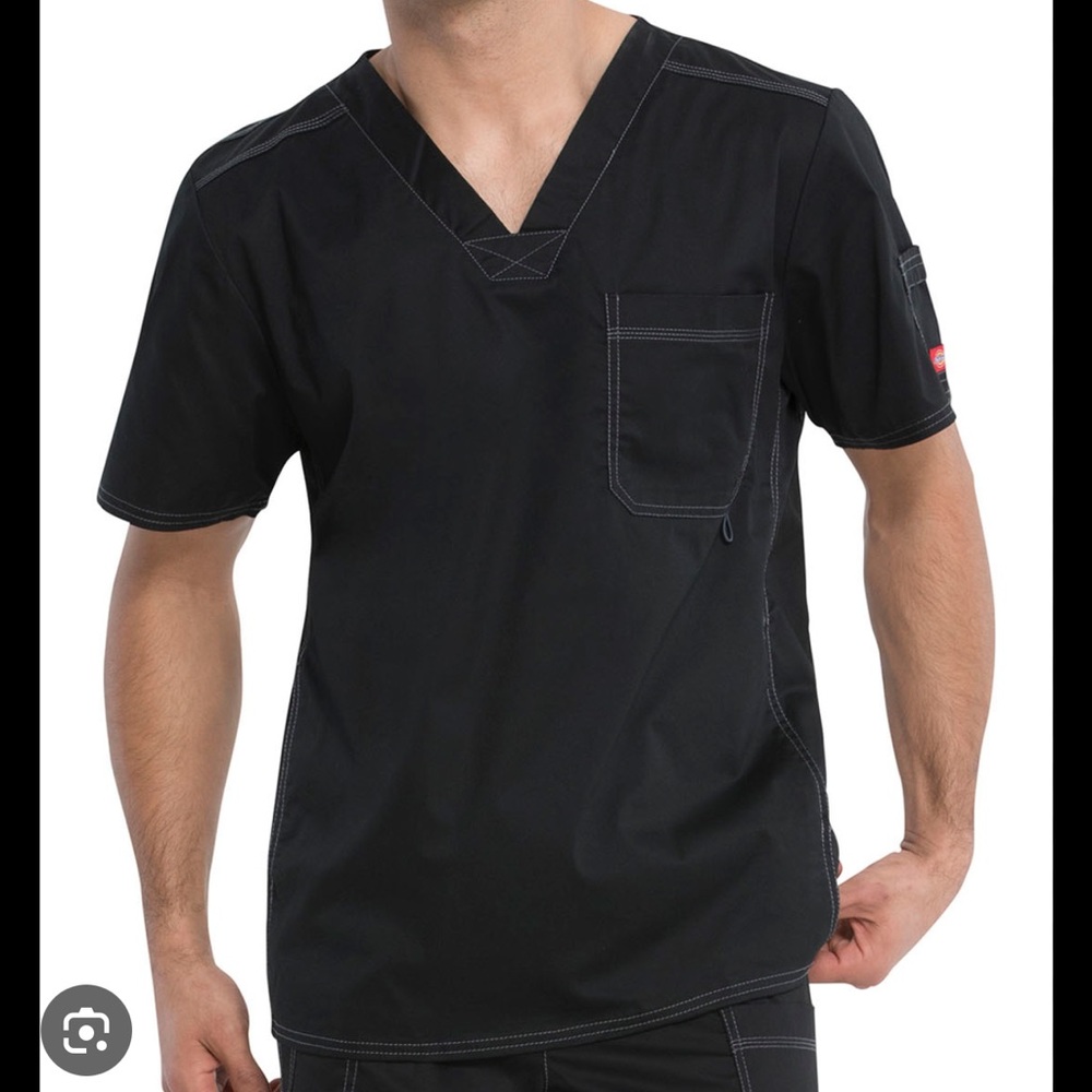 Dickies Gen Flex Medical Scrubs Top for Men V-Neck 81722, Black